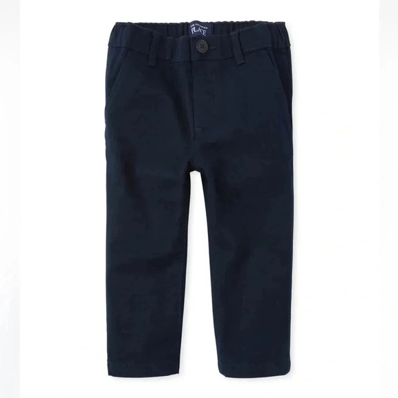 Toddler Boys Uniform Stretch Straight Chino Pants - New Navy - Picture 1 of 6